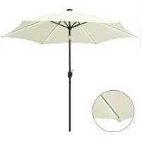 Syfax Parasol met LED-verlichting en aluminium paal 300 cm zandwit