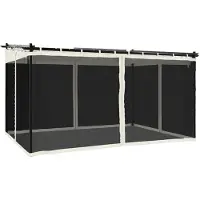 vidaXL Prieel met zijwanden van gaas 4x3 m staal crèmekleurig