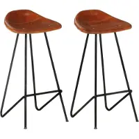 Prolenta Maison Exclusive - 2 barkrukken, bruin, echt leer