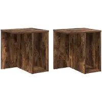 vidaXL Bijzettafel 2 st Rook Eiken 37 x 32 x 40 cm Bewerkt hout