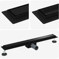 vidaXL 2 in 1 Doucheafvoer Zwart 80 cm Roestvrij staal 304