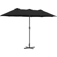 vidaXL Tuinparasol 370 x 197 x 239 cm Polyester en Aluminium Zwart