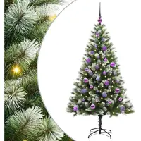 vidaXL Kunstmatige Scharnierende Kerstboom met Gevlokte Sneeuw Warmwit