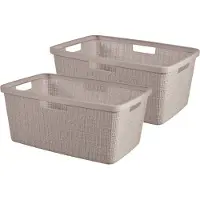 Curver Jute Wasmand - 46L - 2 stuks - Taupe