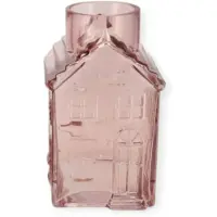 DK Design Daan Kromhout - Vaas - Bloemenvaas - Glas - Huis - Licht Roze - 13x13x22 cm - House