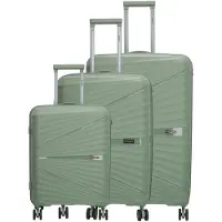 Beagles Travel Kofferset - 3-delig - Hardschalig - TSA-slot - Expandable - Zwenkwielen - Reisset - Natuur groen