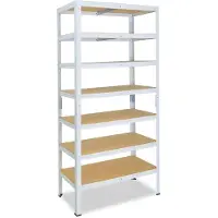 Shelfplaza HOME metalen stellingkast - 200x23x30 cm - wit - 7 planken