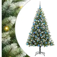 vidaXL Kunstmatige Scharnierende Kerstboom met Gevlokte Sneeuw Warmwit