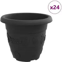 vidaXL Ronde Bloempot 24 st Zwart Ø 26 x 21.5 cm Kunststof