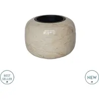 Vase the World BloemPot Phuket - glossy beige - Marble - Ø34,5 x H26 cm