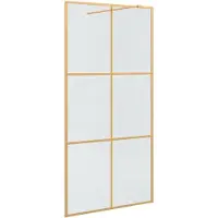 vidaXL Inloopdouchewand Goud 100 x 195 cm gehard glas