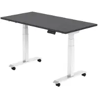 Euroseats Elektrisch Bureau - verstelbaar, opklapbaar en verrijdbaar - 180x80 cm - Wit frame - Shadow eik