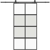 vidaXL Schuifdeur met beslagset 102,5x205 cm gehard glas zwart