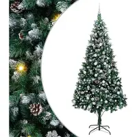 vidaXL Kunstkerstboom Groen 240 cm PVC en Staal en Kunststof