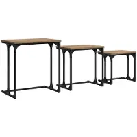 vidaXL Nest Koffietafel 3 st artisanaal eikenkleurig 50.5 x 35 x 53 cm