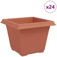 vidaXL Vierkante Bloempot 24 st Baksteenrood 28,5 x 28,5 x 22 cm