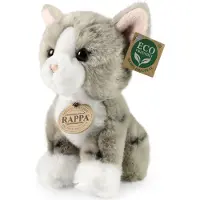 Rappa Eco Friendly Serie - Knuffel Grijze Kat - 18 cm - Pluche - Ecologisch Vriendelijk