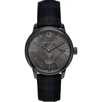 Burberry Nieuw Heren BU10010 Ruitpatroon-gestempelde ronde wijzerplaat horloge, 40mm - VK-verkoper