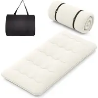 Costway Matras met wasbare hoes en draagtas, inklapbare tatami-mat, vloermatras 90x200 cm, beige
