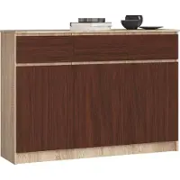 Akord Ladekast K140 met 3 Lades en 3 Deuren / Furniture Factory / Sonoma Eik - Venge / 138 x 99 x 40 cm