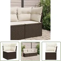 The Living Store Hoekbank - Tuinbank - Tuinhoekbank met kussens poly rattan bruin - Buitendecoratie - Lounge Set - Patio Furniture