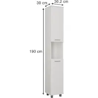Vicco Ilias Hoge kast – 30.2 x 190 cm met 2 deuren Wit