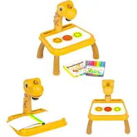 MULTISTORE Dino Tekenprojector voor Kinderen met 12 Kleurpotloden en 24 Patronen