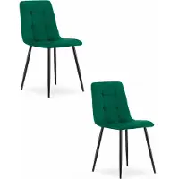 Leobert Set van 2 Eetkamerstoelen KARA Groen – Velvet Bekleding, Ergonomisch Design, Zwarte Metalen Poten, Comfortabele Zitting, Max. 120 kg