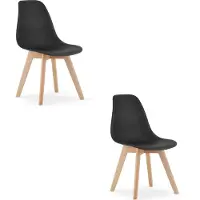 Leobert Set van 2 Eetkamerstoelen KITO – Zwart – Beuken Poten – Kuipstoel met Kunststof Zitting – Tijdloos Design, Functioneel en Duurzaam, Geschikt voor Woonkamer, Eetkamer en Kantoor