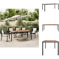 vidaXL Tuintafel met houten blad, zwart, van polyrotan en acaciahout - Tuintafels