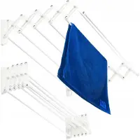 Kadax Wandwasdroger 60 cm, droogrek voor wandmontage, uittrekbare, ruimtebesparende droger voor handdoeken, inklapbare drooglijn met 6 sporten