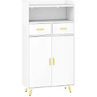 Costway multifunctionele kast met dubbele deur, 2 lades, plank, houten kast voor de woonkamer, keukenkast, opbergkast, 60x30x113 cm, wit