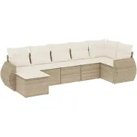 vidaXL 7-delige Loungeset met kussens poly rattan beige