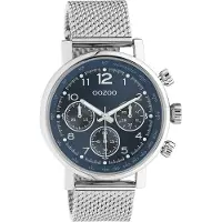 Oozoo Timepieces - zilverkleurige horloge met zilverkleurige metalen mesh armband - C10904 - Ø42