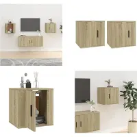 vidaXL Tv-wandmeubels 2 st 40x34,5x40 cm sonoma eikenkleurig - Tv-kast - Tv-kasten - Televisiekast - Bijzetkast