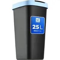 Kadax Afvalcontainer 25 liter, afvalemmer met kanteldeksel, afvalemmer voor afvalscheiding, vuilnismand van kunststof, robuuste vuilnisemmer, vuilnisemmer (zwart/blauw)