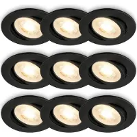 Briloner Piwo – Set van 9 LED Inbouwspots – draaibaar – 3.000K warm wit licht – zwart – Ø8cm