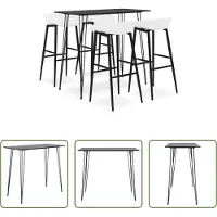 The Living Store Barset Bartafel 120x60x105 cm en 4 Barkrukken 48x47.5x95.5 cm - Zwart/Wit - MDF/Metaal/PP - Lage Rugleuning - Montage Vereist