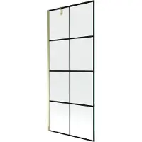 Mexen Next eenluiks badwand 80 x 150 , zwart raster, goud - 895-080-000-00-77-50