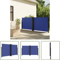 The Living Store Privacy Scherm - Windscherm - Windscherm uittrekbaar 140x600 cm blauw - Balkon Scherm - Terras Scherm - Uittrekbaar Windscherm