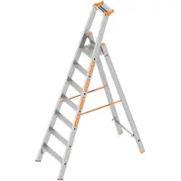 Layher Huishoudtrap Aluminium 7 Treden – Professionele Bordestrap met Werkplatform – Werkhoogte 3,65m – Lichtgewicht & Zeer Stabiel