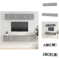 vidaXL Televisiekastenset - Modern Design - Voldoende Opbergruimte - Wandgemonteerd - Stevig Materiaal - Grijs Sonoma Eiken - 3x 60x30x30cm + 2x 80x30x30cm - - Kast