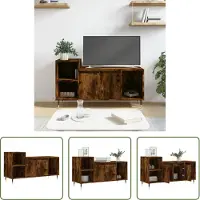 The Living Store Houten Tv-meubel - Tv-meubel - Tv-meubel 100x35x55 cm bewerkt hout gerookt eikenkleurig - Tv-standaard - Media Kast - Salontafel