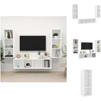 vidaXL Televisiewandmeubel - TV-meubel set - 37 x 37 x 107 cm - 37 x 37 x 142.5 cm - Wit - Spaanplaat - Kast