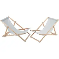 Woodok ligstoelen - 2 comfortabele houten ligstoelen - ideaal voor het strand, balkon en terras - askleur