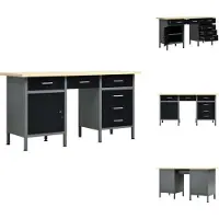 vidaXL Werkbank, zwart, 160 x 60 x 85 cm, staal - Werkbanken