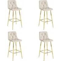 Leobert NADO kruk - beige fluweel / GOUDEN poten x 4