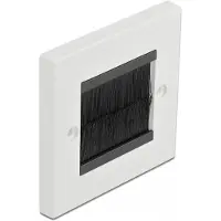 DeLOCK kabelklem, 86 x 86 mm, met zwarte borstelharen, wit, nylon, kunststof, schroefloos, geschikt voor alle merken, mat, 86 mm