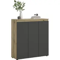Ebuy24 Scarpa dressoir 3 deuren eik decor, antraciet.
