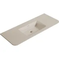 Wiesbaden Wastafel Laro 120x48x1,5 cm Zonder Kraangat Ronde Hoeken Solid Surface Beige